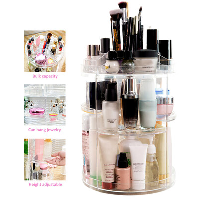 

Fashion New 360-Degree Rotating Makeup Organizer Adjustable Multi-Function Cosmetic Storage Box