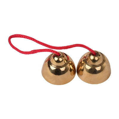 

1 Pair Metal Bell Percussion Knocking Bells Musical Instrument Rhythm Toy Golden