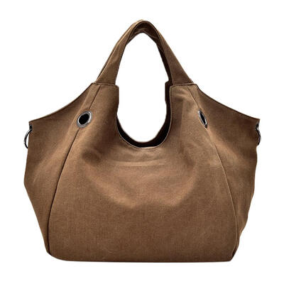

Large Capacity Shoulder Handbags Women Solid Color Canvas Top-handle Bags
