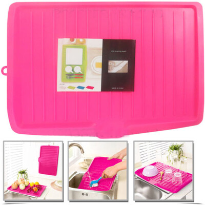 

Plastic Worktop Dish Drainer Drip Tray Large Kitchen Sink Drying Rack Holder Set