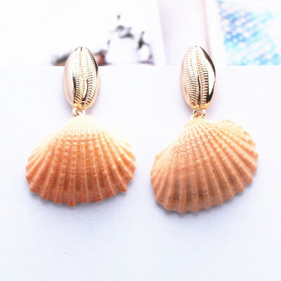 

EK646 Bohemian Sea Shell Drop Earrings For Women Metal Starfish Conch Shell Cowrie Statement Earrings 2019 Summer Beach Jewelry