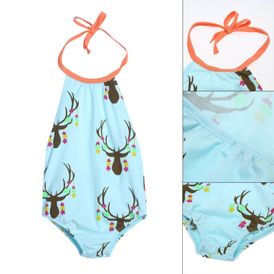 

Toddler Kids Baby Girls Deer Printed Rompers Backless Bodysuit Jumpsuit