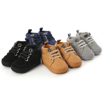 

UK Infant Baby Boy Girl Soft Sole Crib Newborn Leather Non-slip Shoes Sneaker
