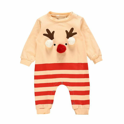 

Fashion Baby Boy Girl Striped Christmas Clothes Romper Bodysuit Jumpsuit Outfit