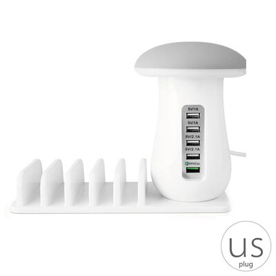 

USB 30 Smartphones Multi-Port Charging Station Base Quick Charger Mushroom Lamp Charging Station Dock
