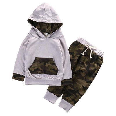 

Newborn Baby Boys Girls Hooded Hoodie Tops Long Pants Outfits Clothes Playsuit