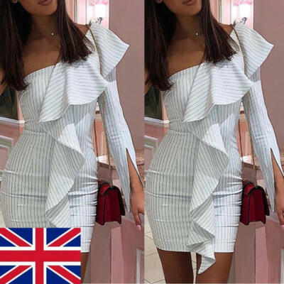 

Womens Bodycon One Shoulder Dress Ladies Party Evening Mini Dress Size UK STOCK