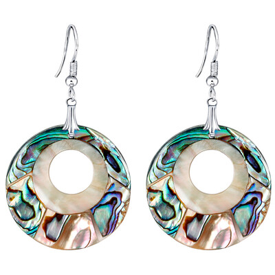 

Free Shipping New Zealand Abalone Shell Oblong Round Beads Dangle Earrings 1 Pair Jewelry