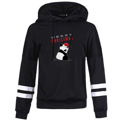

Women Christams Panda Hoodie Merry Christmas Printed Sweatshirt
