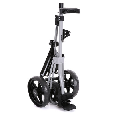 

TOMSHOO Golf Cart Foldable 3 Wheels Push Cart Aluminum Pull Cart Trolley with Footbrake System Beverage Holder
