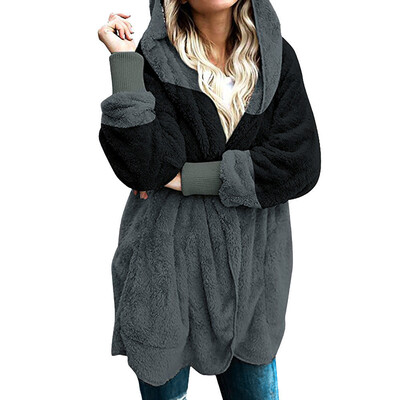 

Roseonmyhand Womens Oversized Open Front Hooded Draped Pockets Cardigan Coat