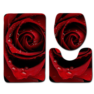 

Siaonvr 3PCS Valentines Day Pattern Non Slip Toilet Seat Cover Rug Bathroom Set Decor