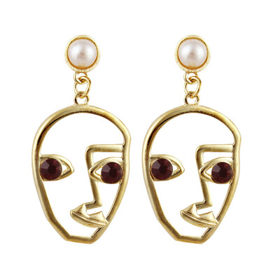 

EK721 2018 New Trend Fashion Jewelry Gold Filled Funny Face Statement Earrings For Women Crystal Dangle Earrings Bijoux