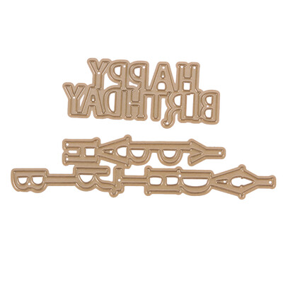 

2pcs Gold HAPPY BIRTHDAY Cutting Dies Stencils Scrapbooking Embossing Card