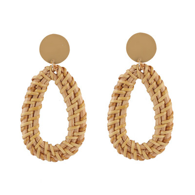 

Flashbuy Bohemian Handmade Rattan Earrings for Women Drop Water Shape Statement Earrings Braid Wood Pendientes Girls Jewelry