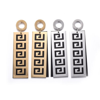 

304 Stainless Steel Stud Earrings with Plastic Rectangle Mixed Color 63mm Pin 07mm