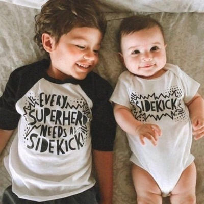 

Little Brother Baby Boy Romper Big Boy T-shirt Tops Tee Matching Outfit
