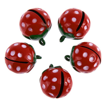 

5pcspack Pet Dog Cat Small Bells Strawberry Crafts Necklace Pendant