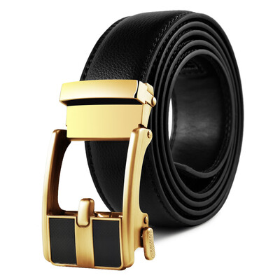 

New mens leather belt button head cow leather trouser belt alloy automatic belt buckle mens belts luxury