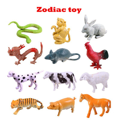 

YIWULA12Pcs Educational Simulated Animal World Model Kids Christmas Zodiac Toy Gift