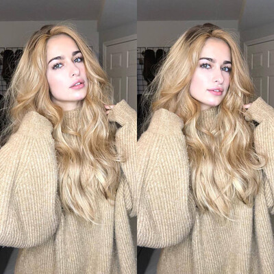 

〖Follure〗Natural Mix Colors Gold Gradient Long Curly Hair Synthetic Wig Women Full Wigs