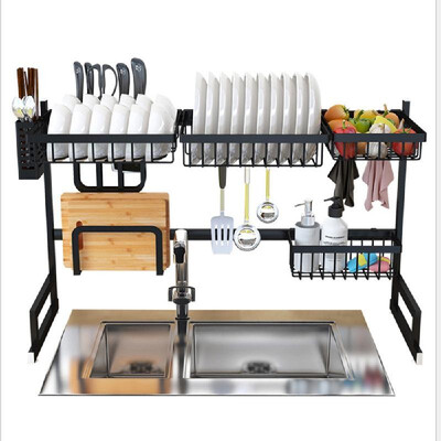 

Over the Sink Stainless Steel Dish Rack Dish Drainer Drying Dryer Rack Holder with Draining Board Chopsticks Holder for Kitchenwar