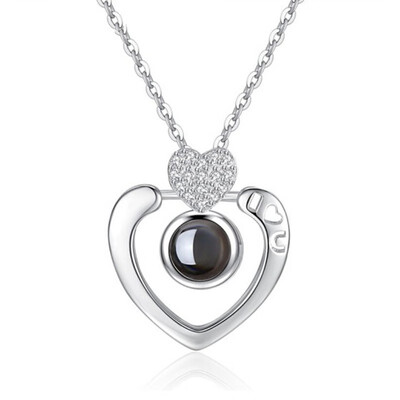 

I Love You In 100 Languages Projection Pendant Clavicle Chain Necklace