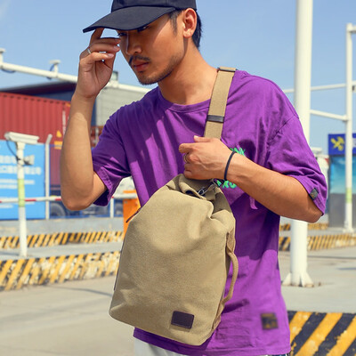 

Tailored Fashion Men Canvas Outdoor Solid Color Zipper Messenger Bag Sports Chest Bag