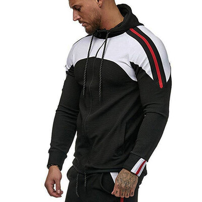 

Toponeto Men Autumn Long Sleeve Patchwork Hoodie Hooded Sweatshirt Top Tee Outwear Blouse