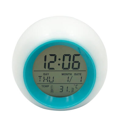 

LED Digital Display Temperature 7 Color Light Nightlight Kids Alarm Clock