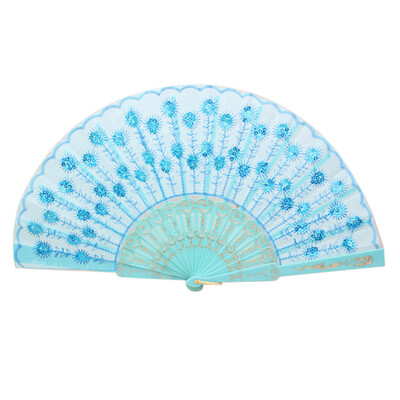 

Siaonvr Spanish Lace Silk Folding Hand Held Dance Fan Flower Pattern for Party Wedding