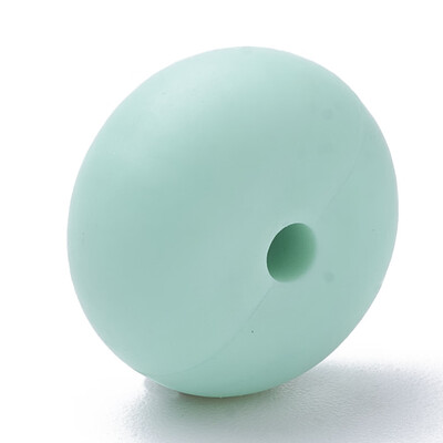 

Food Grade Environmental Silicone Beads Chewing Beads For Teethers DIY Nursing Necklaces Making Flat Round PaleTurquoise 14x8