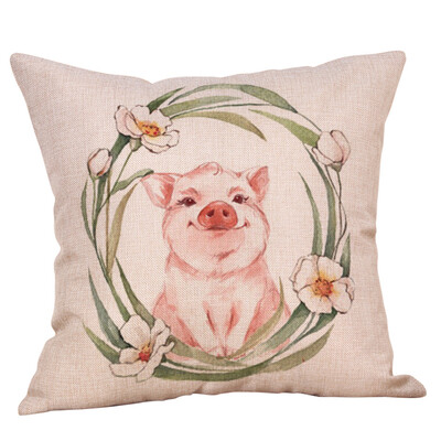 

Siaonvr Cute Animal Pig Cotton Linen Pillow Case Cushion Cover Waist Sofa Car Home Decor