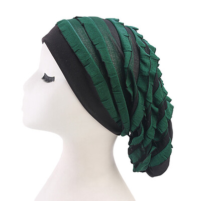 

Muslim Women Elastic Turban Hijab Hat Stripes Cancer Chemo Cap Head Scarf