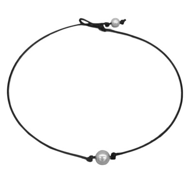 

Faux Pearl Leather Cord Choker Necklace Pendant Jewelry Casual Charm