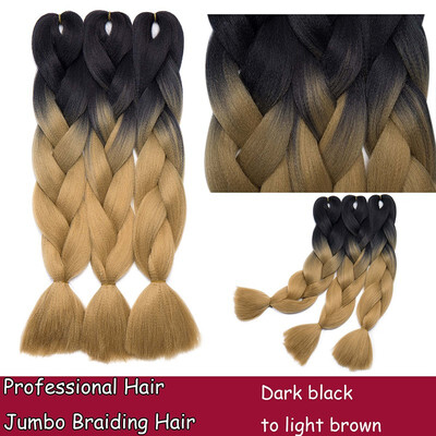 

Braiding Hair Ombre for crochet Hair Weave with Synthetic&Twist Braiding Hair Extensions Dark black 100gpc