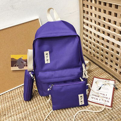 

Cartoon Alphabet Student Backpack Casual Large Capacity Travel 3 Piece Set