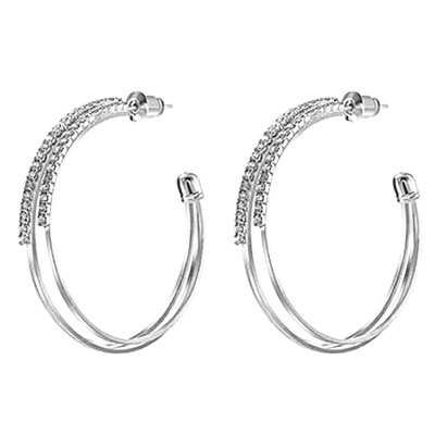 

Fashion Women C Shape Rhinestone Inlaid Ear Stud Earrings Party Jewelry Gift