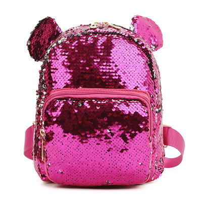 

Small Ear Backpacks Women Sequins Shoulder School Bags Girl Travel Knapsack