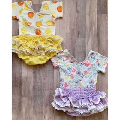 

AU Newborn Baby Girls Clothes Flower Tops Romper Ruffle Shorts Outfits Sunsuit
