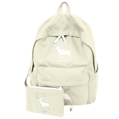 

2pcs Casual Girls Animal Printed Canvas Students School Backpack Clutch Bag