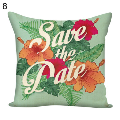 

Letters Flower Green Plants Square Pillow Case Cushion Cover Sofa Bed Car Decor