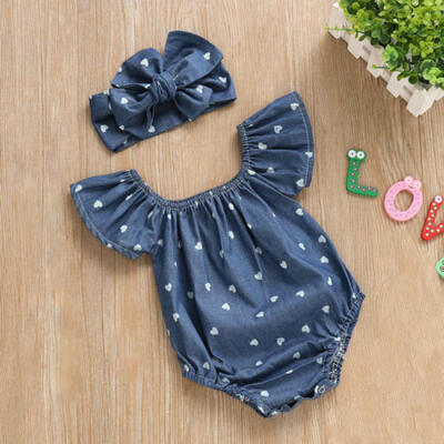 

Newborn Kids Baby Girls Outfit Romper Bodysuit Jumpsuit Bow Headband Clothes Set