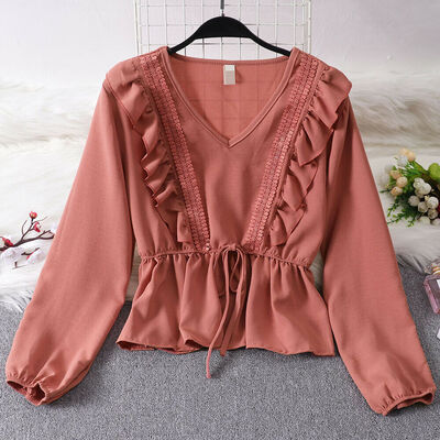 

Women Long Sleeve Loose T Shirts Ladies Summer Casual Chiffon Blouse Tops Shirt