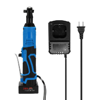 

28V Multifunctional Cordless Rechargeable Electric Wrench 38 Inch Right Angle Electric Ratchet Wrenches with LED Light
