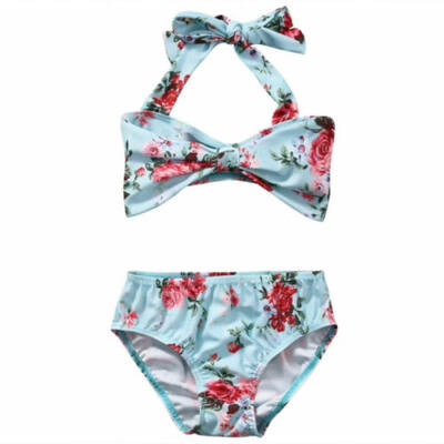 

US Kids Baby Girl Bikini Set Swimwear Bandage Tops Shorts Pants Swimsuit Outfits