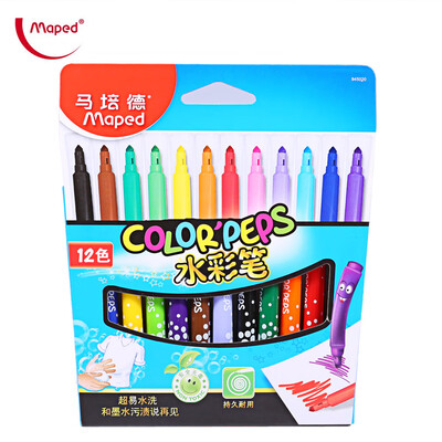

Maped Universal Bright Colorful Watercolor Brush Pen Water Based Marker with 12 Colors