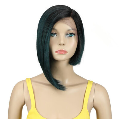 

Noble Wigs Straight Synthetic Lace Front Hair 12" Ombre 3 Color Lace Front Wig Cosplay Blonde Lace Front Wig