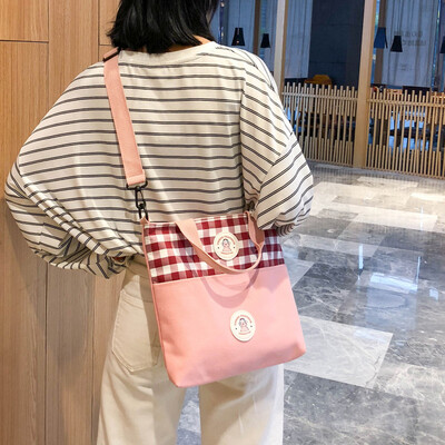 

Joker on the new small bag fashion plaid canvas bag handbag 2019 new Messenger bag girl Japanese shoulder bag