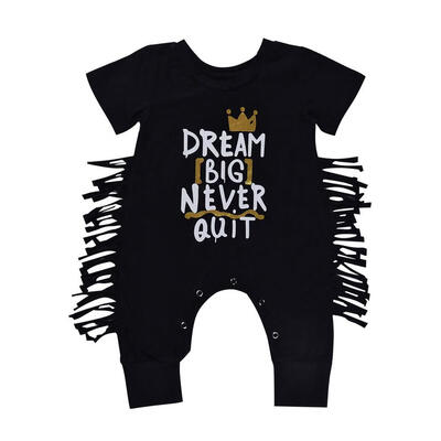 Summer Cartoon Letters Print Baby Rompers Boys Short Sleeve Soft Jumpsuit